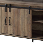 ZUN Rustic Oak and Black TV Stand with Sliding Barn Door B062P209174