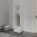 Benson Wardrobe in melamine with mirror and open storage B128P225197