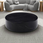 ZUN 39.37'' Black Marble Round Coffee Table Sturdy Fiberglass table for Living Room ,No Need Assembly. W876P154762