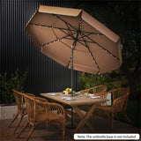 10 foot taupe terrace umbrella with solar powered LED lights and multi-layered ventilated roof 60207818