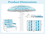 4-Piece Beach Set with 6.2ft Sun-Proof Umbrella, 2 Folding Chairs & 80"x80" Waterproof Blanket-Blue 69771673