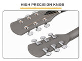 38 Inch Acoustic Guitar for Beginners, H Body Shape, Basswood Folk Guitar in Matte Gray, 6-String 07444592