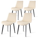 ZUN Beige PU Leather Dining Chair with Metal Legs, Modern Upholstered Chair Set of 4 for Kitchen, W2236P194095