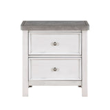 White and Gray Finish 1pc Bedroom Nightstand of 2 Drawers Classic Design Wooden Furniture B011P245007