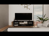 Tv Stand for TVs up 60", Two Cabinets, Three Shelves, Five Legs, Espresso / Pine B097132985
