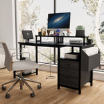 ZUN 47.3" Computer Desk with power outlet,Monitor Stands,Shelves, Office Desk/Writing Table/Gaming desk W2887P239945