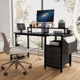 ZUN 47.3" Computer Desk with power outlet,Monitor Stands,Shelves, Office Desk/Writing Table/Gaming desk W2887P239945