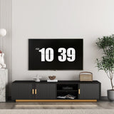 Mid Century Modern TV with LED Lights for 80 Inch TV, Entertainment Center Wooden TV, TV W1321P154003