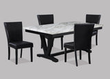 2pc Transitional Upholstered Side Chair with Nailhead Trim Black Faux Leather Upholstery Tufted B011P148067