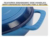 Cast iron 7.5QT cooking pot set - Gradient blue color - Includes two silicone gloves - Enamel pot 63775459