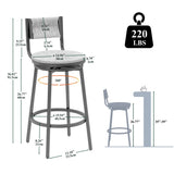 ZUN Gray Set of 2 Counter Height Bar Stools with Footrest Swivel Hand Weaving Dining Chairs Farmhouse W1757P144568