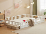 Fence Bed With Door With Board White Painted Pine Queen Children's Bed 95870434