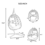 ZUN Egg Chair Stand Indoor Outdoor Swing Chair Patio Wicker Hanging Egg Chair Hanging Basket Chair 93466890