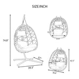 ZUN Egg Chair Stand Indoor Outdoor Swing Chair Patio Wicker Hanging Egg Chair Hanging Basket Chair 93466890