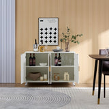 ZUN ideboard with wavy texture buffet cabinet, white accent cabinet with door, modern bookcase for W1705P179816