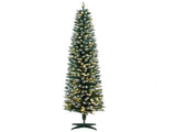 Flocked 6ft Pencil Christmas Tree Dual Color LEDs Slim Xmas Tree with Remote 11 Modes 29868339