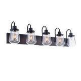 ZUN Bathroom Lights Over Mirror, 5-Lights E26 Bulb Matte Black Vanity Light Fixtures with Clear Glass W2877P216924