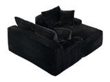 94.06 Inch Right Chaise L Shaped Boneless Cloud Sectional Sofa, Modular Corduroy Couch with Arm W1193P539072