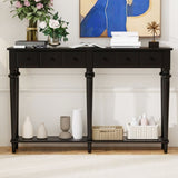 TREXM Entryway Table with 4 Drawers, Retro Console Table with Open Shelf for Entryways, Living N715P202860B