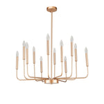 ZUN 12-Light Modern Gold Farmhouse Iron Chandelier, Adjustable Height E12 Bulb, Classic Candle Hanging W2877P217816