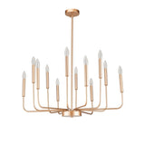 ZUN 12-Light Modern Gold Farmhouse Iron Chandelier, Adjustable Height E12 Bulb, Classic Candle Hanging W2877P217816