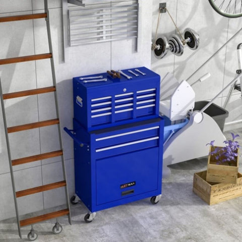 ZUN High Capacity Rolling Tool Chest with Wheels and Drawers, 8-Drawer Tool Storage Cabinet--BLUE 57463151