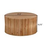 ZUN 31.5" Retro Fashion Style Cylindrical Coffee Table with Vertical Texture Relief Design,Suitable for W757P183279