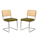 ZUN Dining Chairs Set of 2, Velvet Rattan Side Accent Chairs with Chrome Legs, Modern Mid 26841049