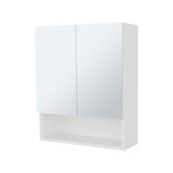 Lodge Medicine Cabinet with Mirrored Doors and Open Storage, White B128P263726