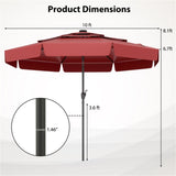 10 foot red terrace umbrella with solar powered LED lights and multi-layered ventilated roof 92595764