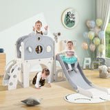 ZUN 7 in 1 Toddler Slide Set, Freestanding Spaceship Set with Slide, Kids Slide Playset Structure, Arch N710P173044E