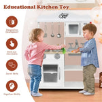 ZUN White Wooden Pretend Play Kitchen Set with Accessories and Sink,Gift for 3-6 Years Old 97827131