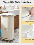 10 Gallon Kitchen Trash Can with Lid and 2 Removable Buckets,2 Compartments ,PP Material,17" 11.5" 30665338