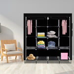 ZUN 67" Clothes Closet Portable Wardrobe Clothes Storage Rack 12 Shelves 4 Side Pockets Black 90329775