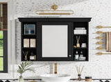 35'' x 28'' Black Wall Mounted Bathroom Storage with Mirror Door, Modern Bathroom Wall N710P196545B