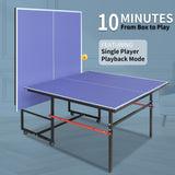 ZUN 8ft Mid-Size Table Tennis Table Foldable & Portable Ping Pong Table Set for Indoor & Outdoor Games 59711211