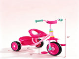 Pink Kids Tricycle with Stable Triangle Metal Frame, Anti-Slip Wheels, Seat Handle, Indoor Outdoor 84858844