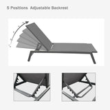 ZUN Outdoor 2-Pcs Set Chaise Lounge Chairs,Five-Position Adjustable Aluminum Recliner,All Weather For W41934990