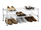 2-Tier Stackable 9-Pair Metal Mesh Shoe Storage Rack Organizer, Silver Mesh 32107809