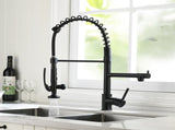 Commercial Kitchen Faucet Pull Down Sprayer Black and Nickel,Single Handle Kitchen Sink Faucet W1932P172303