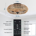 ZUN Rattan Ceiling Fan with 5 Bulbs W2738P242331