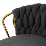 Modern design High stool Gold Plated legs Kitchen Dining Dark grey linen bar chair, suitable for W210P201266