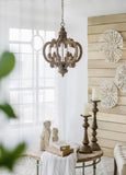Farmhouse Chandelier, 6-Light Wood Chandelier Pendant Light Fixture with Adjustable Chain for Dining W2078137919