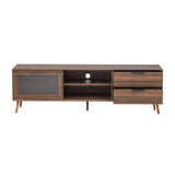 Modern TV Stand for 75" TV, TV Console with 2 Glass Doors, Entertainment Center with 2 Drawers & 53145432