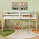 Solid Wooden, Rubber Wooden Twin Loft Bed with Ladder, Bed Platform of Strengthened W504P233031