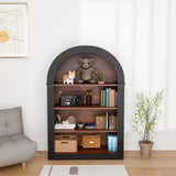 Bookcase, 4-Shelf Tall Bookshelf, 45.66" Wood Open Display Floor Arched Bookcase, Large Storage W3123P333708
