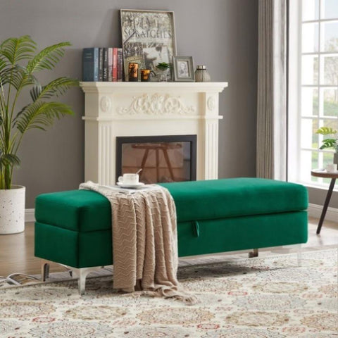 ZUN Storage Bench Solid Color 2 Seater Furniture Living Room Sofa Stool 60690311