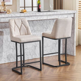 Set of 2,Modern Upholstered Bar Stool with Button-Tufted Backrest, Counter Height Chair with Sturdy W1901P225271