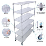 ZUN 6 Tier 6000lbs Capacity NSF Metal Shelf Wire Shelving Unit, Heavy Duty Adjustable Storage Rack with W465142123