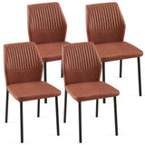 ZUN Brown PU Leather Dining Chairs Set of 4 Faux Leather Dining Chairs Living Room Chair Modern Kitchen W1164P195158